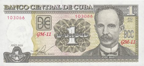 P121p Cuba 1 Peso Year 2016